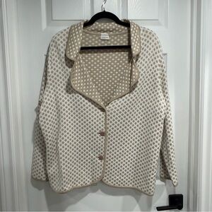 Lucia Cream and Tan Patterned Button-Up Cardigan